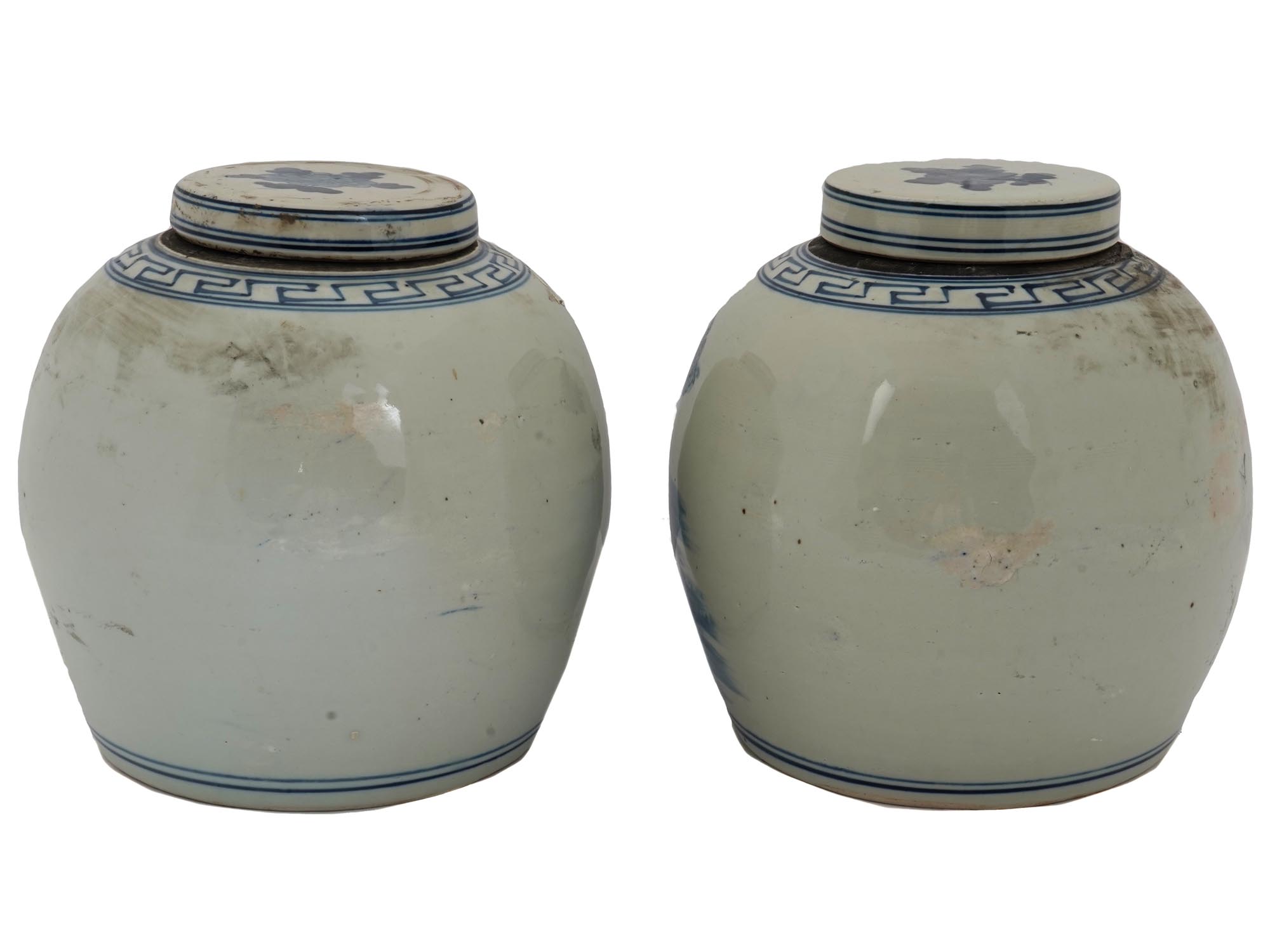 ANTIQUE CHINESE QING DYNASTY BLUE WHITE GINGER JARS PIC-3